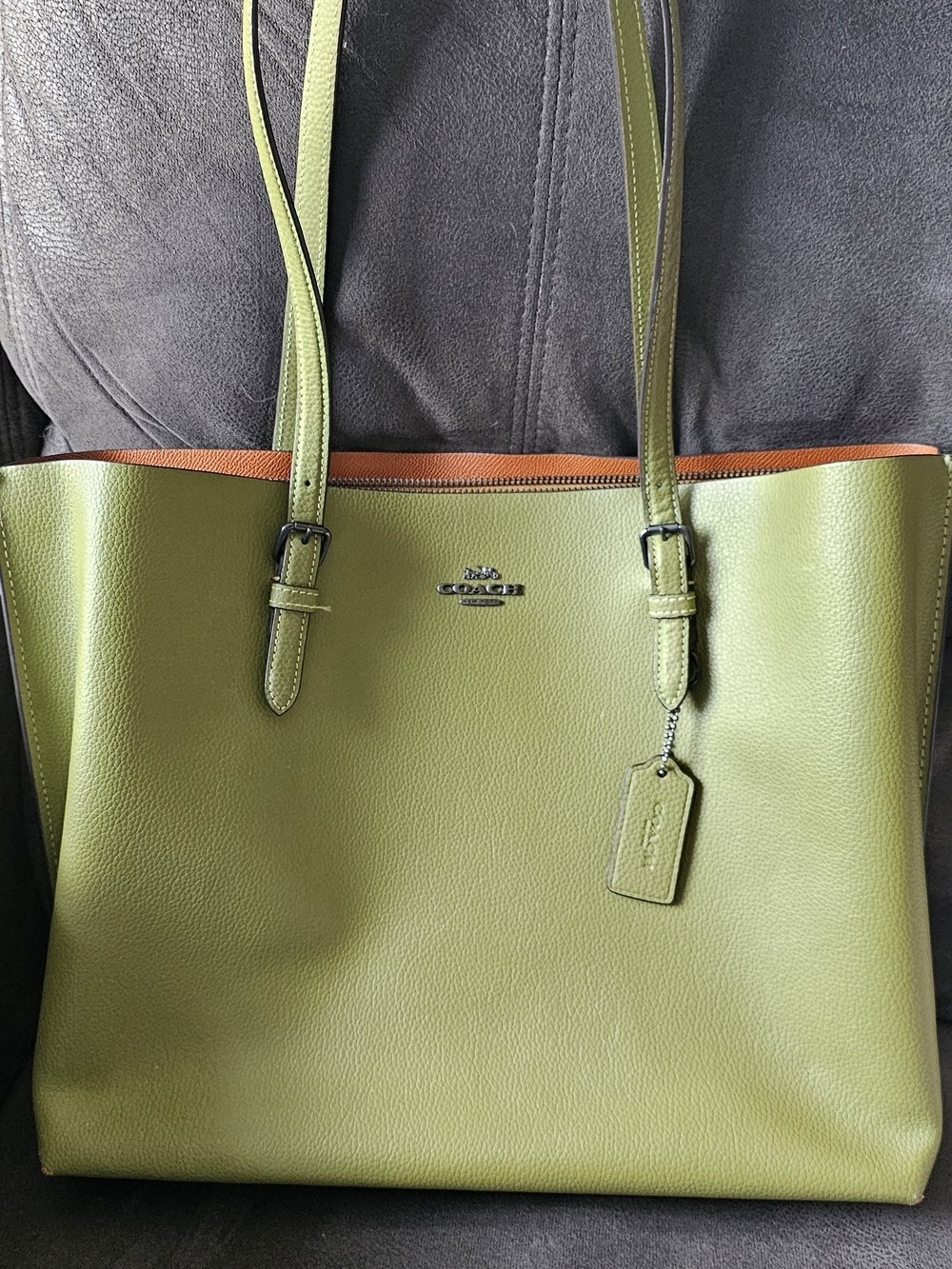 Coach Olive Green Leather Tote Bag